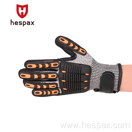 Hespax Anti-impact TPR Nitrile Palm Protect Gloves